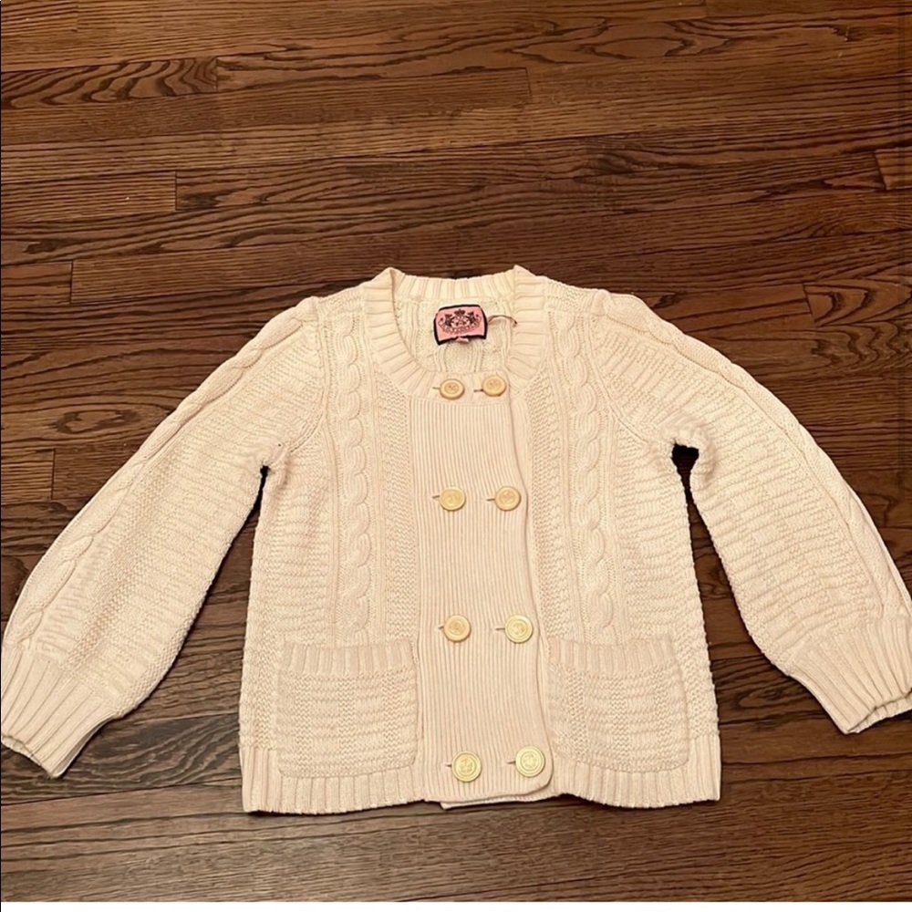 Juicy Couture Cream Cable Knit Double-Breasted Cardigan